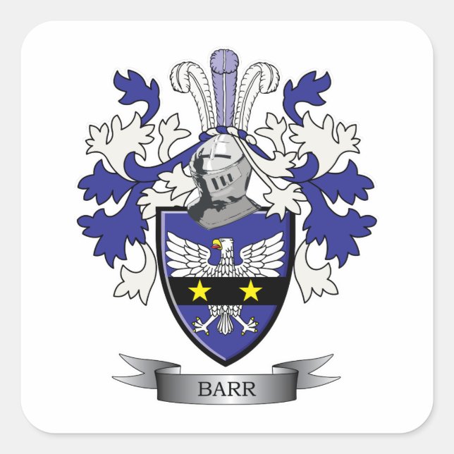 Barr-Familienwappen-Wappen Quadratischer Aufkleber (Vorderseite)