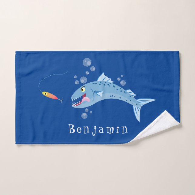 Barracuda Fisch hungriger Cartoon Badhandtuch Set (Handtuch)