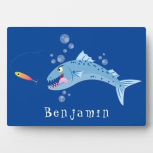 Barracuda Fisch hungriger Cartoon Fotoplatte