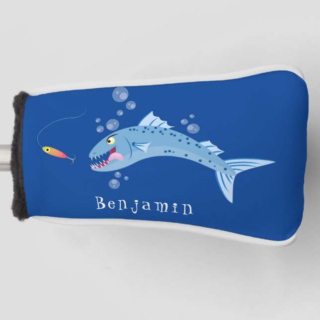 Barracuda Fisch hungriger Cartoon Golf Headcover (Vorderseite)