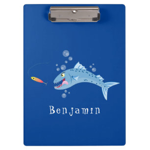 Barracuda Fisch hungriger Cartoon Klemmbrett