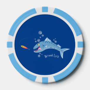 Barracuda Fisch hungriger Cartoon Pokerchips