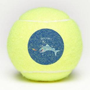 Barracuda Fisch hungriger Cartoon Tennisbälle