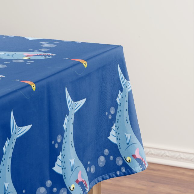 Barracuda Fisch hungriger Cartoon Tischdecke (Beispiel)
