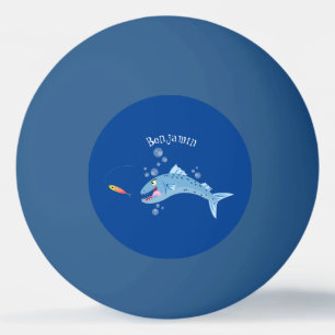Barracuda Fisch hungriger Cartoon Tischtennisball