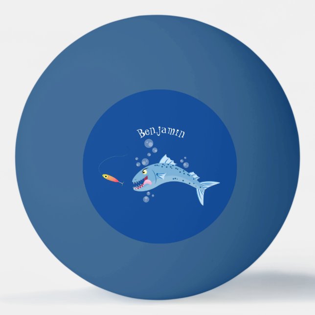 Barracuda Fisch hungriger Cartoon Tischtennisball (Vorderseite)