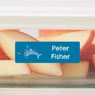 Barracuda Fischfang Cartoon personalisiert Etiketten
