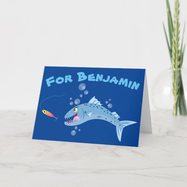 Barracuda hungriger Cartoon Karte (Vorderseite)