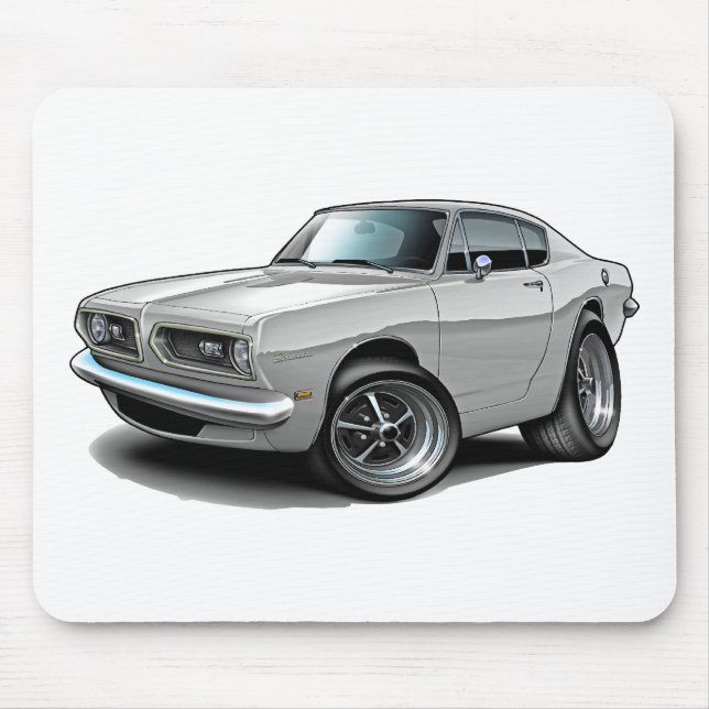 Barracuda-Weiß-Auto 1967-69 Mousepad (Vorne)