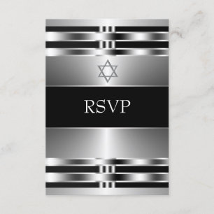 Barre argentée noire Mitzvah RSVP d'étoile de
