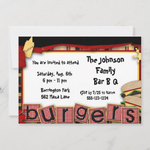 Barre B Q Invitations de la fête de pique-nique Fa