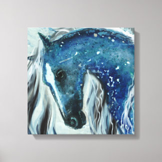 Barre bleue Cheval Art sur toile enveloppée