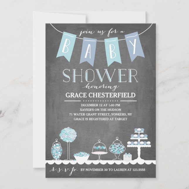 Barre de bonbons| Invitation Baby shower (Devant)