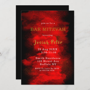 Barre de fumée noire et rouge Mitzvah Invitations