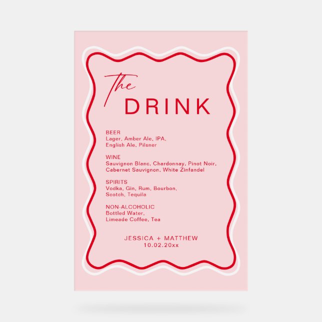 Barre de Mariage rouge et rose Retro Wavame (Recto)