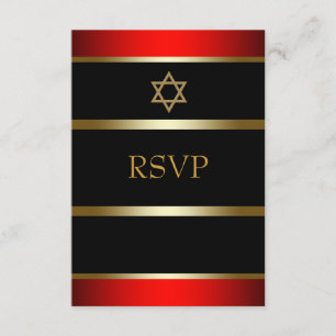 Barre d'or noire rouge Mitzvah RSVP