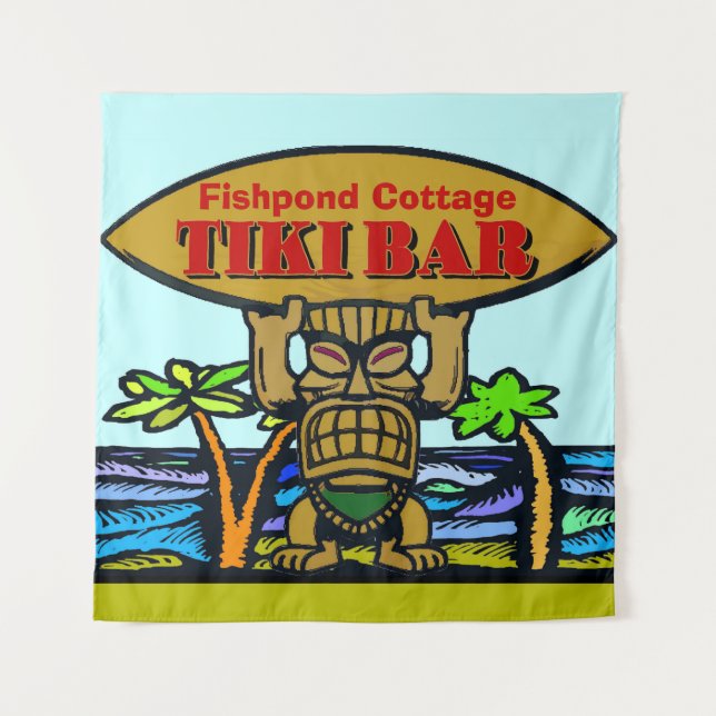 Barre Hawaiian Tiki, ajouter du texte, Tapisserie (Devant)