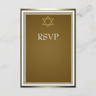 Barre Mitzvah RSVP d'étoile de David d'or blanc