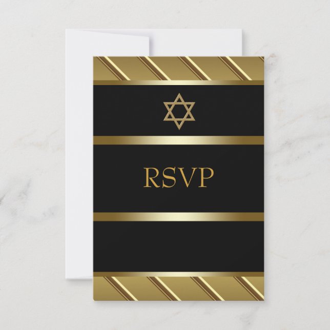 Barre noire et or Mitzvah RSVP (Devant)