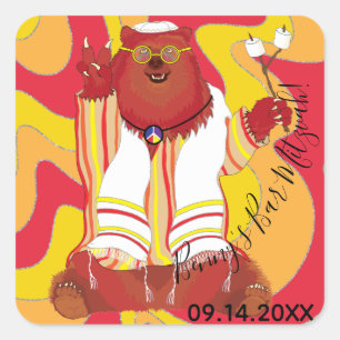 Barre ou Sticker Bat mitzvah Carré Hippie Ours