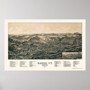 Barre, panoramische Karte VT - 1891 Poster