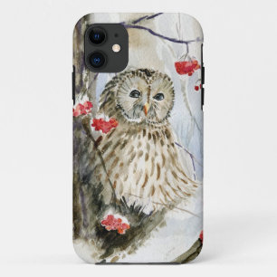Barred Owl Aquarellmalerei iPhone 11 Hülle