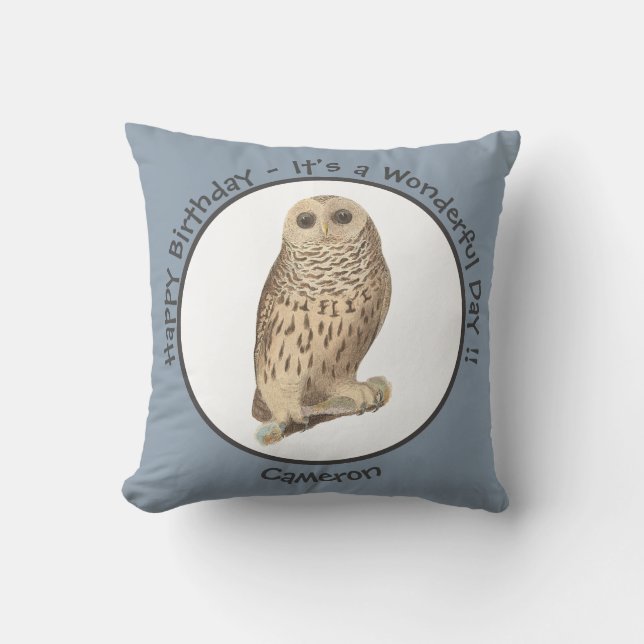 Barred Owl - Geburtstag oder anderes Party Themed  Kissen (Vorderseite)