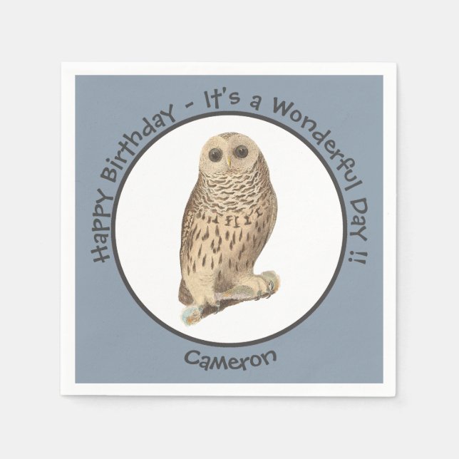 Barred Owl - Geburtstag oder anderes Party Themed  Serviette (Vorderseite)