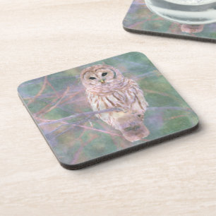 Barred Owl Pastel Digitales Ölgemälde Untersetzer