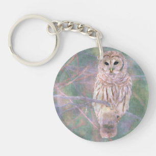 Barred Owl Pastelllackierung Schlüsselanhänger