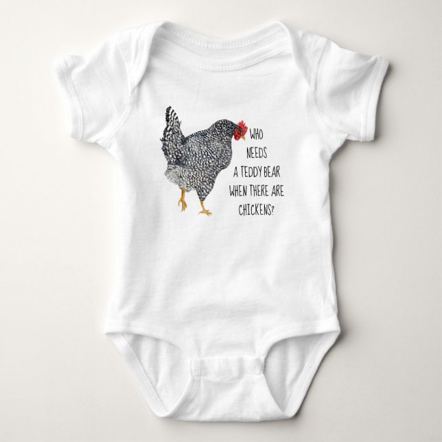 Barred Rock Chicken mit T - Shirt "Funny Text" (Vorderseite)