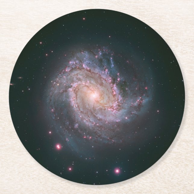 Barred Spiral Galaxy Messier 83.2 Runder Pappuntersetzer (Vorderseite)
