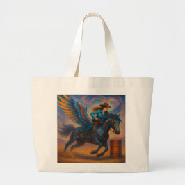 Barrel Racer and Winged Horse Jumbo Stoffbeutel