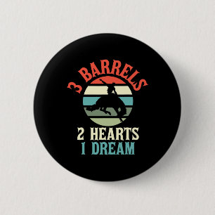 Barrel Racer Design Rodeo Cowboy T-Shirt für Pferd Button