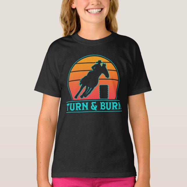 Barrel Racer drehen und brennen Pferdereiten T-Shirt (Vorderseite)