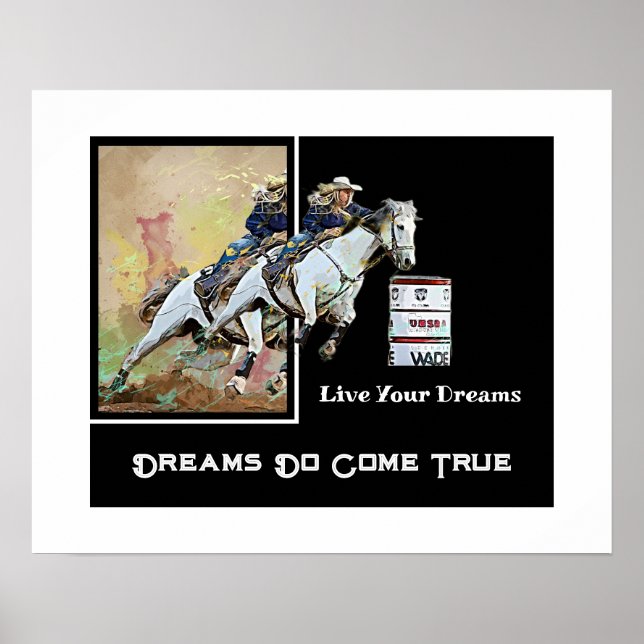 Barrel Racer Miss Rodeo Pageant Leben Sie Ihre Trä Poster (Vorne)