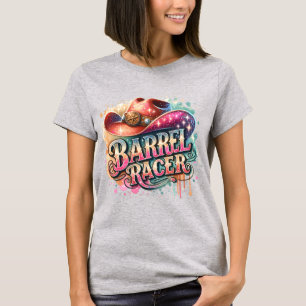 Barrel Racer Text mit Hut-Western T-Shirt