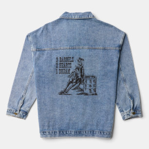 Barrel Racing 3 Barrels 2 Herzen 1 Traum Jeansjacke
