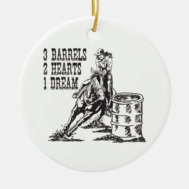 Barrel Racing 3 Barrels 2 Herzen 1 Traummagnet Keramik Ornament (Vorne)