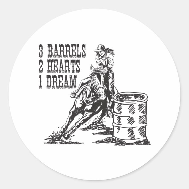 Barrel Racing 3 Barrels 2 Herzen 1 Traummagnet Runder Aufkleber (Vorderseite)
