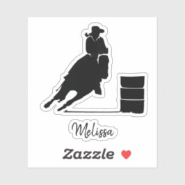 Barrel Racing Girl Black Silhouette Illustration Aufkleber