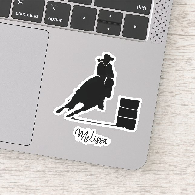 Barrel Racing Girl Black Silhouette Illustration Aufkleber (Detail)