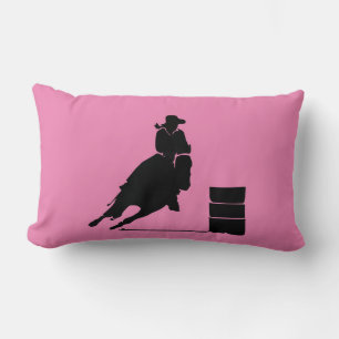 Barrel Racing Girl Silhouette auf rosa Hintergrund Lendenkissen