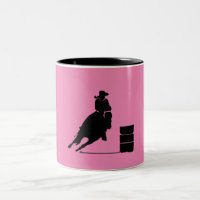 Barrel Racing Girl Silhouette auf rosa Hintergrund