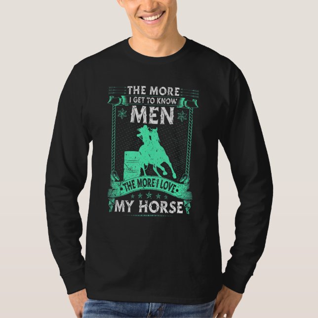 Barrel Racing I Liebe Mein Pferd Rodeo Cowgirl Bar T-Shirt (Vorderseite)