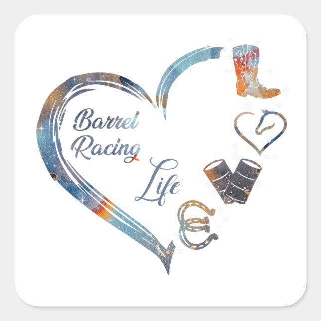 Barrel Racing Life - Cowgirl Designs Quadratischer Aufkleber (Vorderseite)