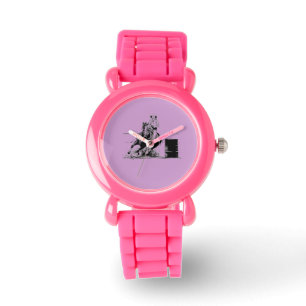 Barrel Racing Pferd mit Cowgirl Armbanduhr