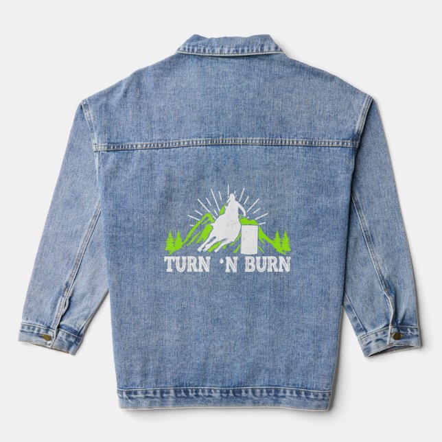 Barrel Racing Turn N Burn Horse Riding Jeansjacke (Rückseite)
