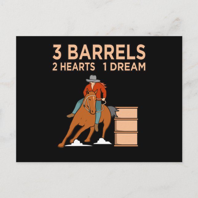 Barrels Hearts Racing Barrel Racer Pferde Ra Ankündigungspostkarte (Vorderseite)