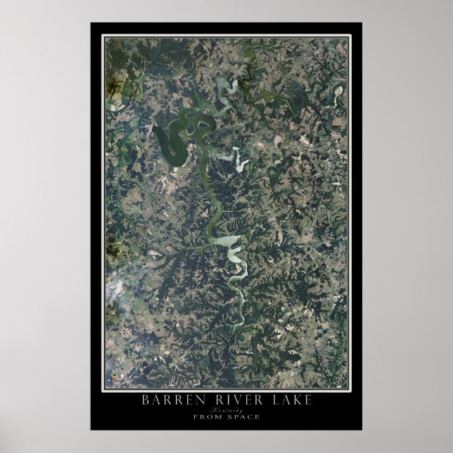 Barren River Lake Kentucky Satellite Poster Karte (Vorne)